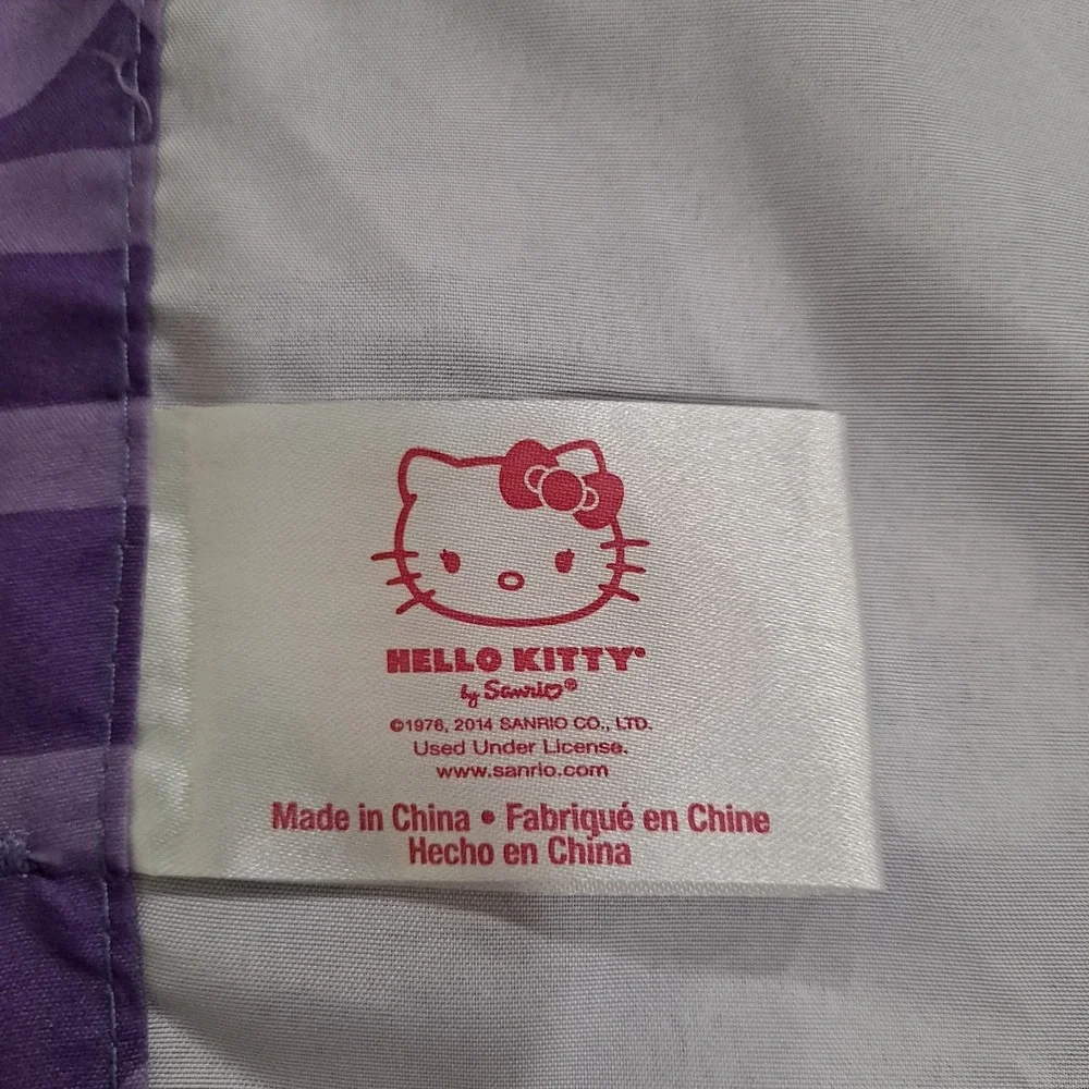 Hello Kitty Shower Curtain Pink Purple Hearts Stars Wink Sanrio Fabric